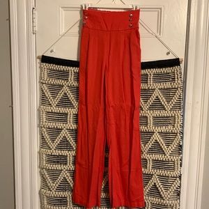Ci Sono Wide Leg Pants with Button Embellishments